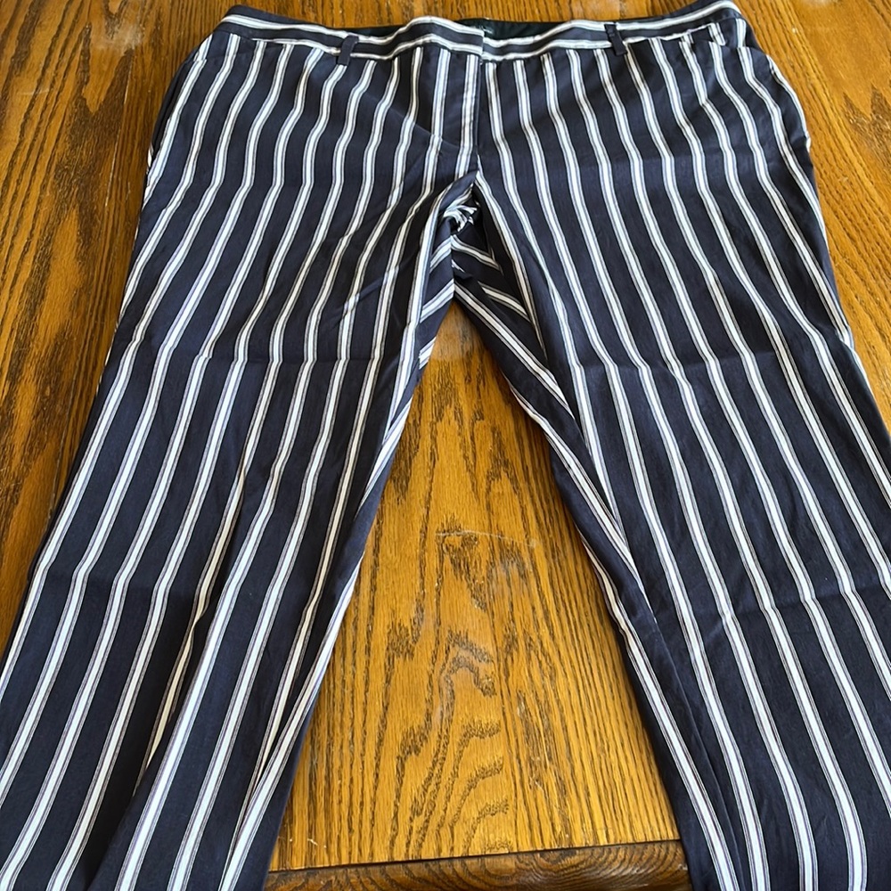 Worthington Navy, Purple & White Stripes, Slim Ankle Dress Pants Size 18 NWOT
